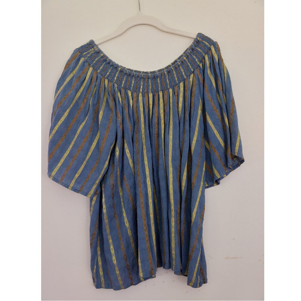 Ace and Jig Striped Top Blue and Gold L